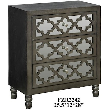 Avery 3 Mirrored Drawer Silver Leaf Chest w/
